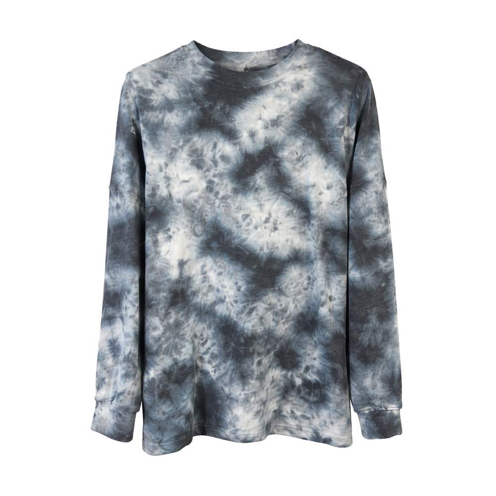 Green Tea Women's XL Tie Dye Long Sleeve Crewneck Sweatshirt Blue Gray Oversized